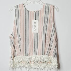 NWT Love Sadie sleeveless fringe hem striped top